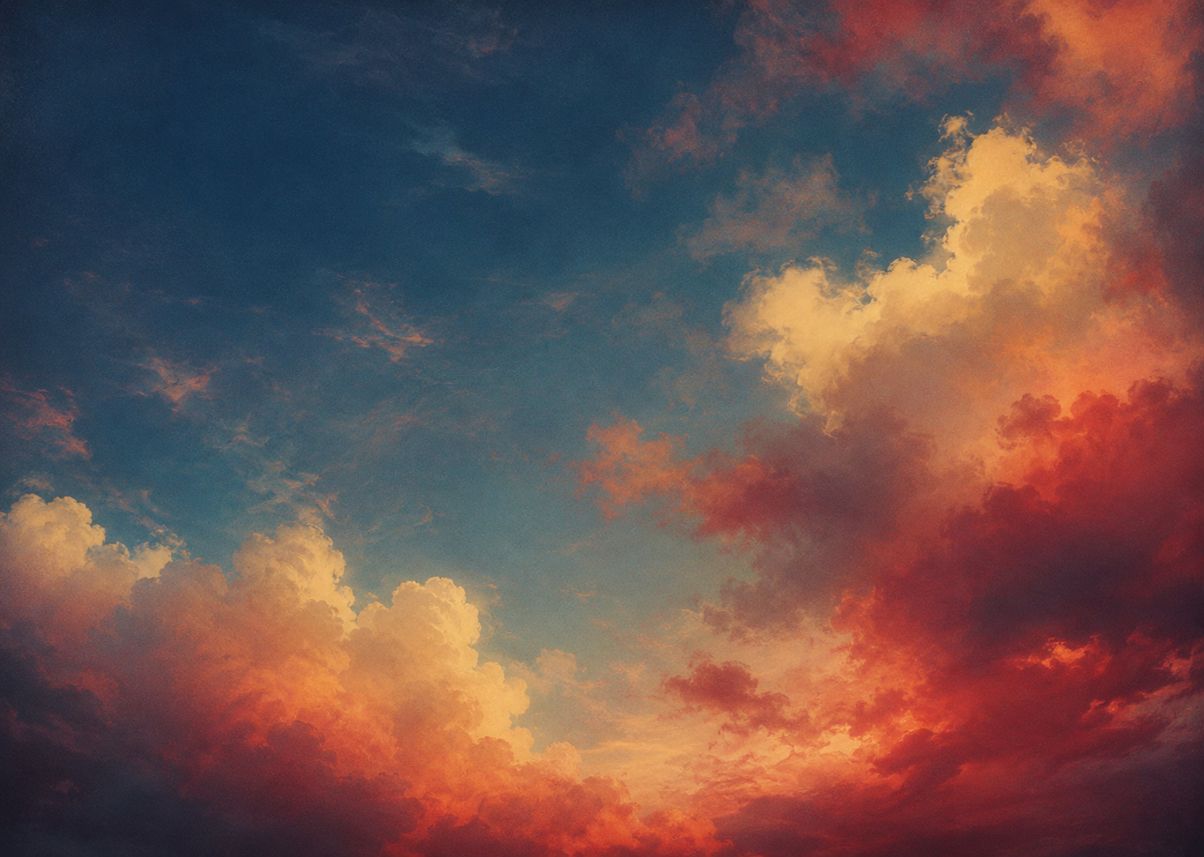 Clouds glowing above a quiet horizon